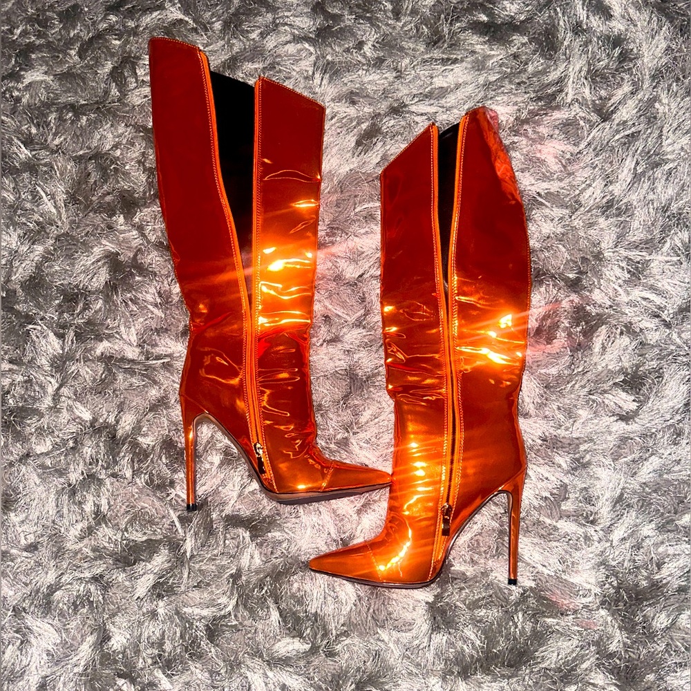 Orange Metallic shoe boots